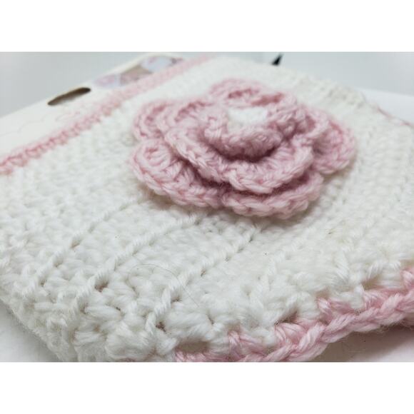 2 Pair NEW Hand Crocheted Diaper Cover Baby Girls 0-6 Months White Pink Flower - Picture 3 of 12